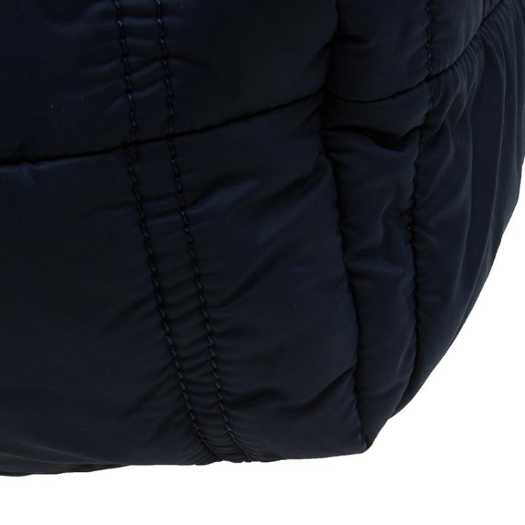 Pre Owned Emporio Armani Navy Blue Nylon Padded Shopper Tote