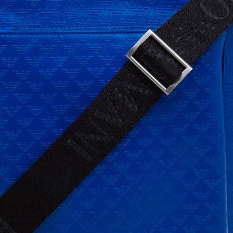 Pre Owned Emporio Armani Blue Leather Medium Messenger Bag