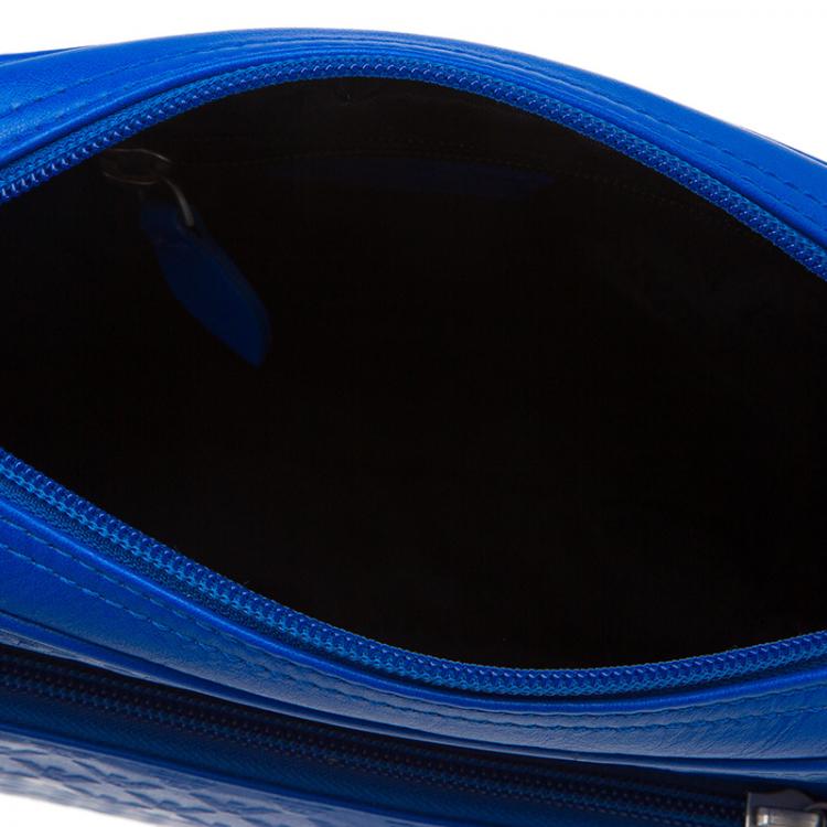 Pre Owned Emporio Armani Blue Leather Medium Messenger Bag
