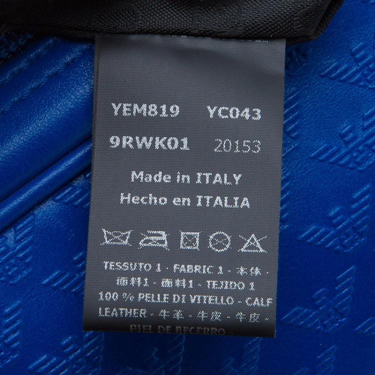 Pre Owned Emporio Armani Blue Leather Medium Messenger Bag