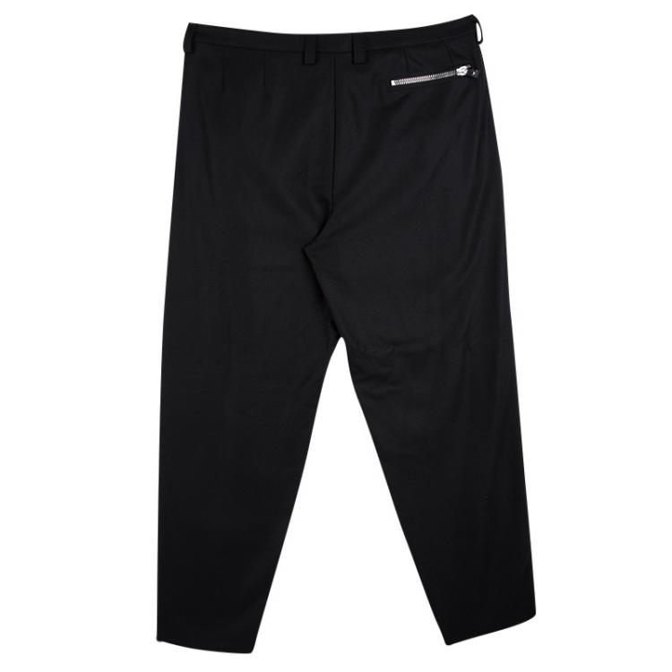 Pre Owned Emporio Armani Black Felt Zip Detail Pleated Trousers XXL
