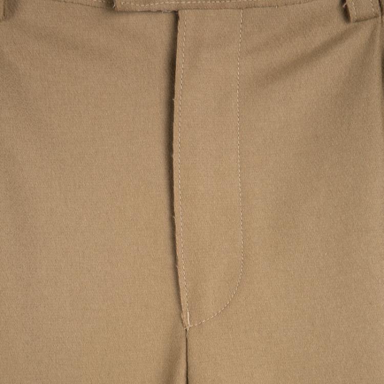Pre Owned Emporio Armani Beige Felt Pleated Trousers XXL