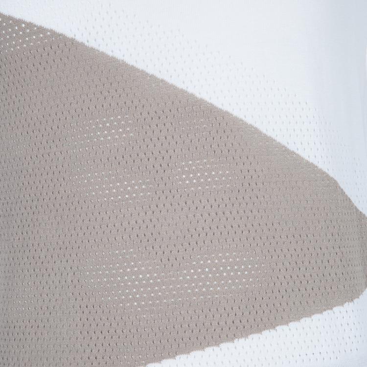 Pre Owned Emporio Armani White Perforated Colorblock Sweater L