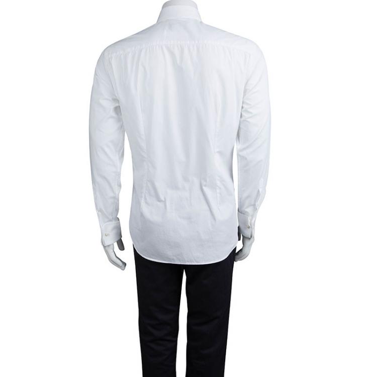 Pre Owned Emporio Armani Men's White Cotton Tailored Fit Shirt L