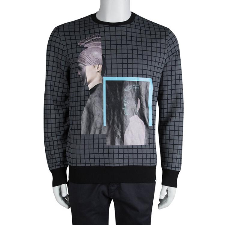 مملوكة مسبقًا Emporio Armani Grey Checked Printed Sweatshirt L