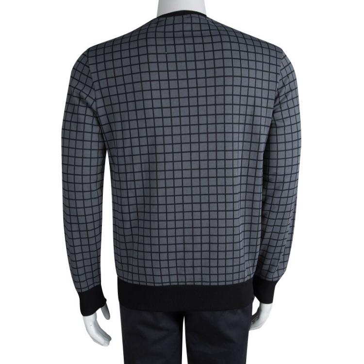 مملوكة مسبقًا Emporio Armani Grey Checked Printed Sweatshirt L