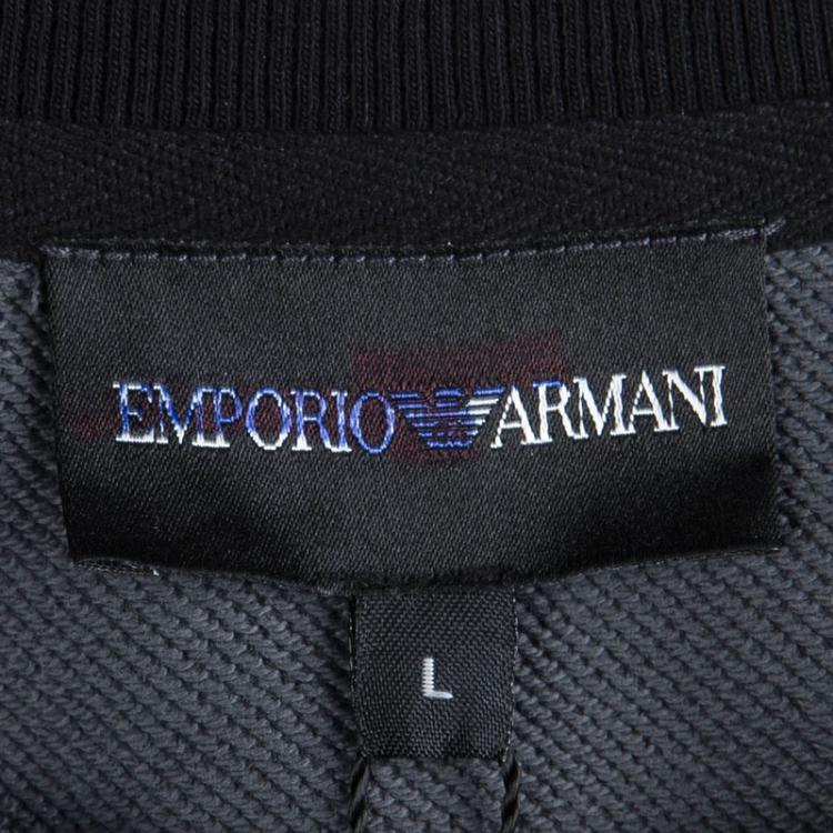 مملوكة مسبقًا Emporio Armani Grey Checked Printed Sweatshirt L