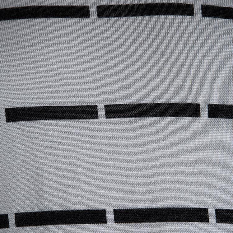 Pre Owned Emporio Armani Grey Wool Striped Sweater XL