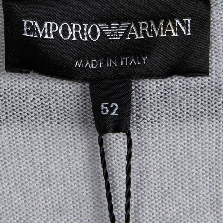 Pre Owned Emporio Armani Grey Wool Striped Sweater XL