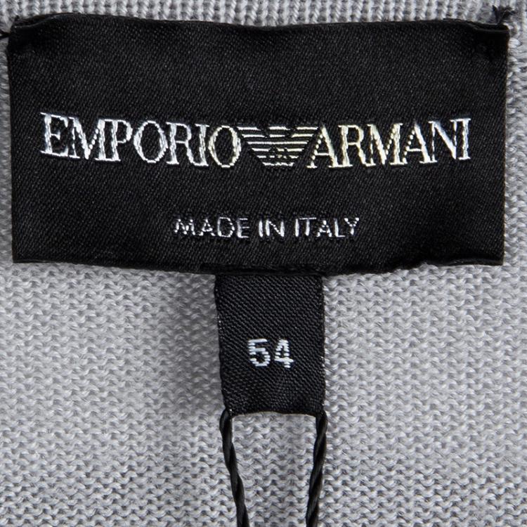 مملوكة مسبقًا Emporio Armani Grey Wool Geometric Pattern Sweater XXL