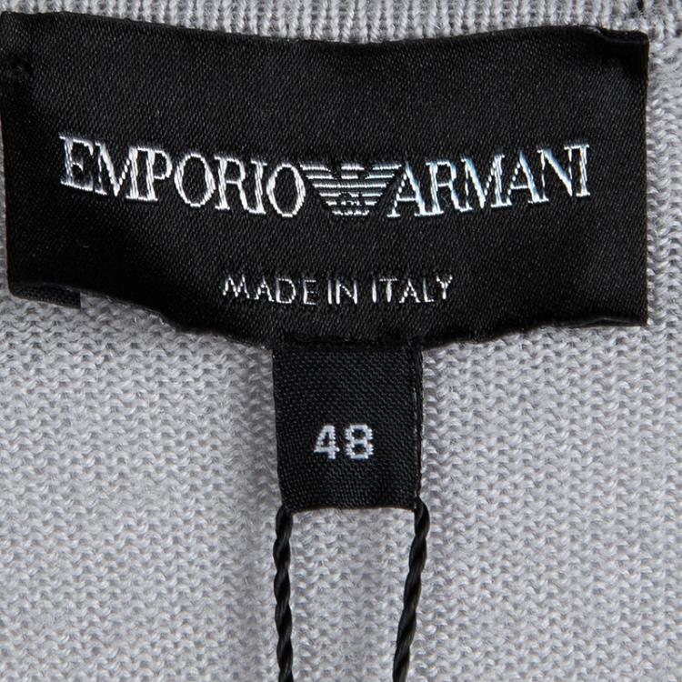 مملوكة مسبقًا Emporio Armani Grey Wool Geometric Pattern Sweater S