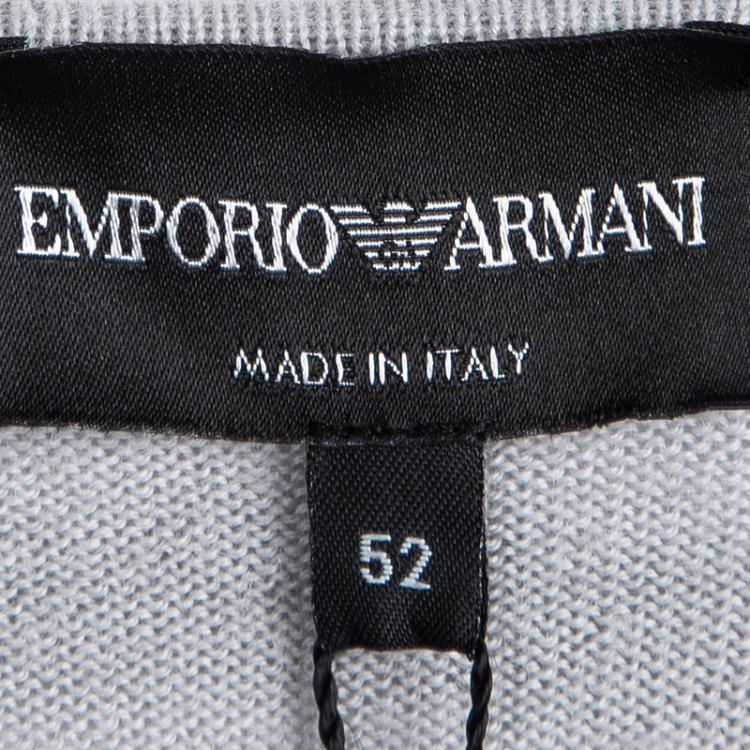 Pre Owned Emporio Armani Grey Wool Geometric Pattern Sweater XL