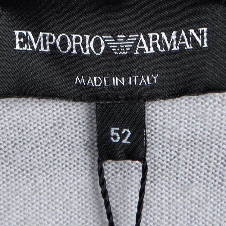 مملوكة مسبقًا Emporio Armani Grey Wool Geometric Pattern Sweater XL