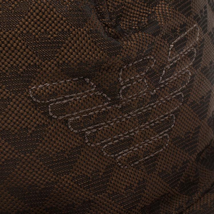 Pre Owned Emporio Armani Brown Monogram Baseball Cap Size L