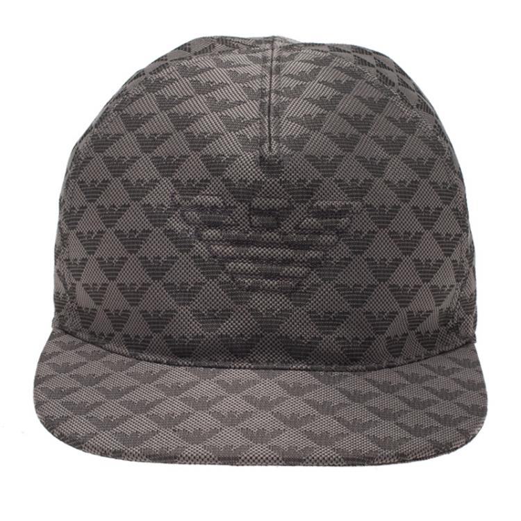Pre Owned Emporio Armani Grey Monogram Baseball Cap Size L