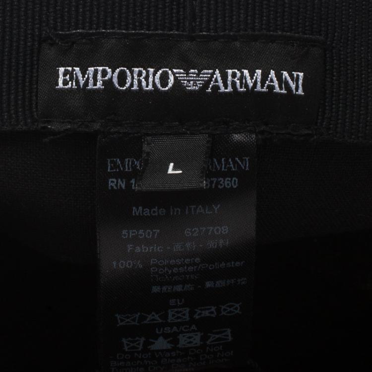 Pre Owned Emporio Armani Grey Monogram Baseball Cap Size L