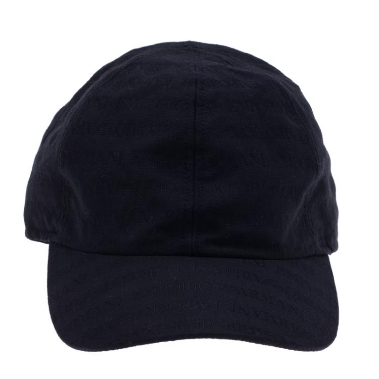 Pre Owned Emporio Armani Black Logo Baseball Cap Size S