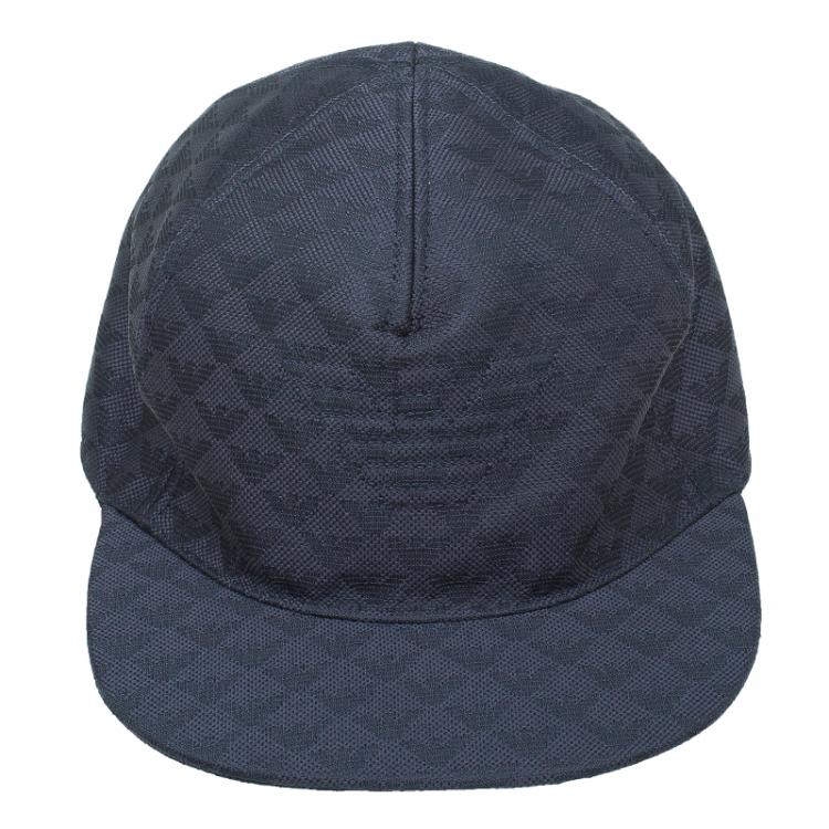 Pre Owned Emporio Armani Black Monogram Baseball Cap  Size M