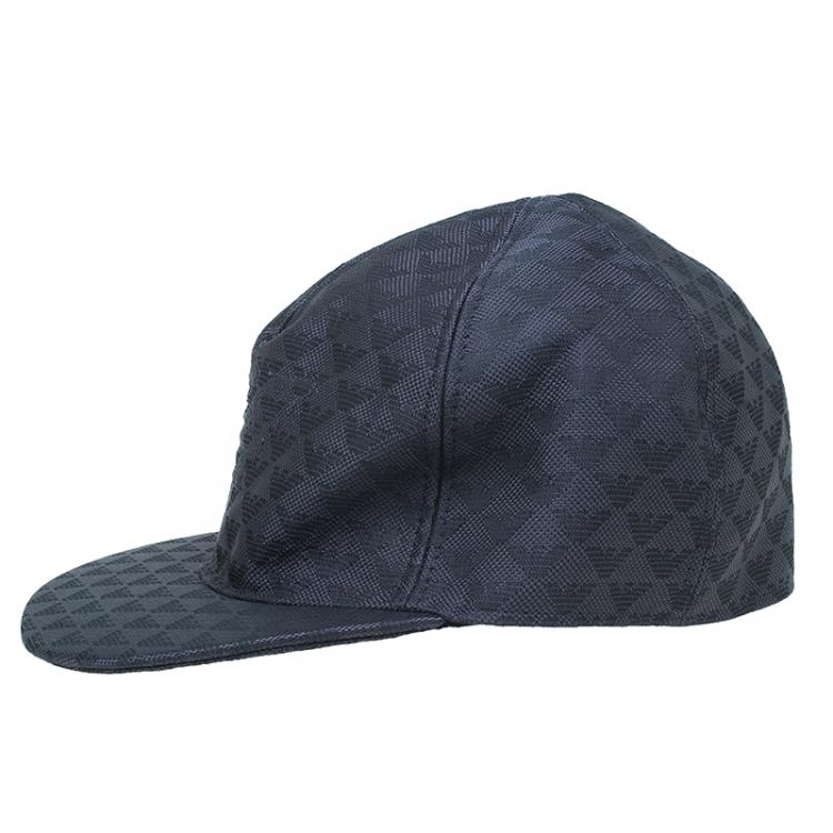 Pre Owned Emporio Armani Black Monogram Baseball Cap  Size M