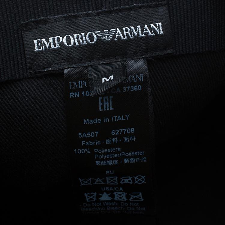 Pre Owned Emporio Armani Black Monogram Baseball Cap  Size M