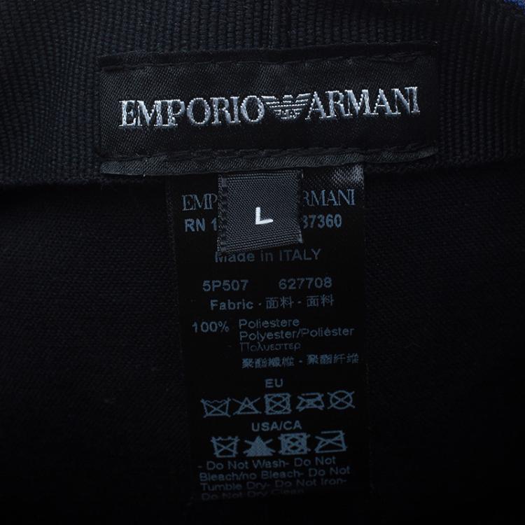 Pre Owned Emporio Armani Blue Monogram Baseball Cap Size L