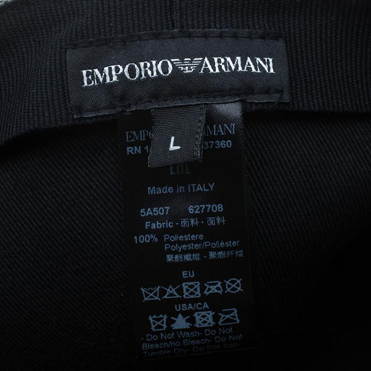 Pre Owned Emporio Armani Grey Monogram Baseball Cap Size L