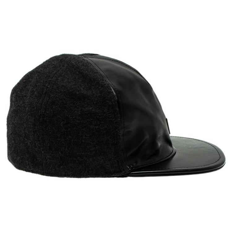 Pre Owned Emporio Armani Black and Grey Polyester Baseball Cap Size S 