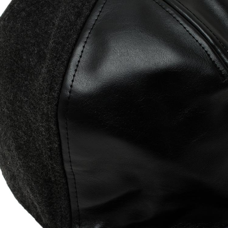 Pre Owned Emporio Armani Black and Grey Polyester Baseball Cap Size S 
