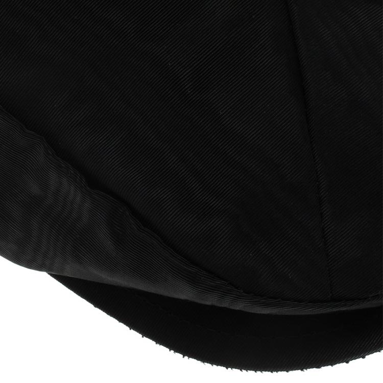 Pre Owned Emporio Armani Black Viscose Moire Flat Cap Size L