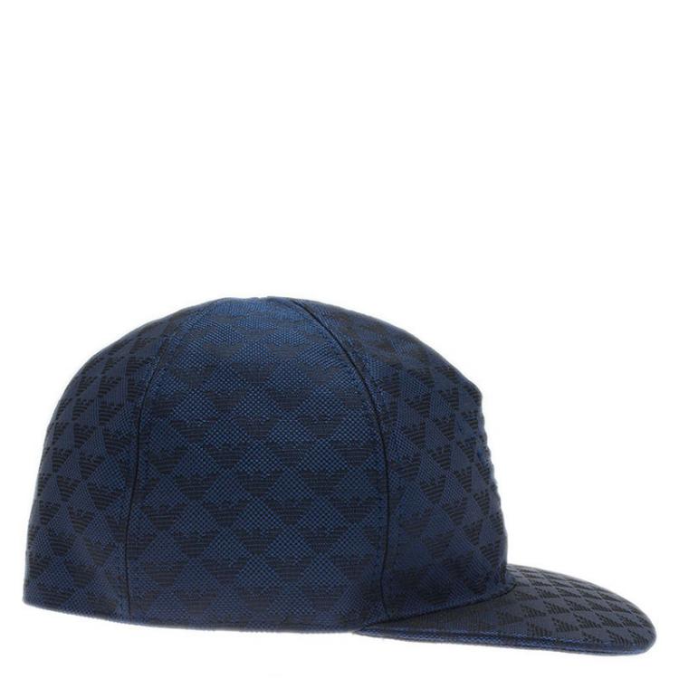 Pre Owned Emporio Armani Blue Monogram Baseball Cap Size M