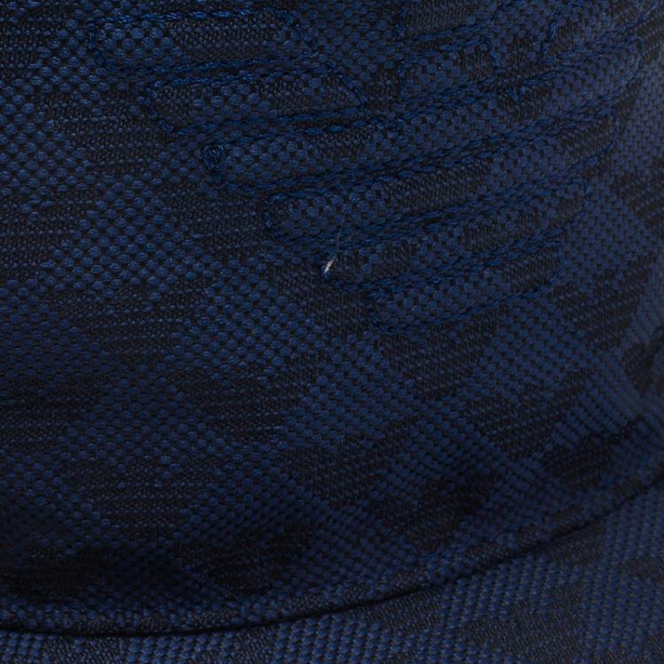 Pre Owned Emporio Armani Blue Monogram Baseball Cap Size M