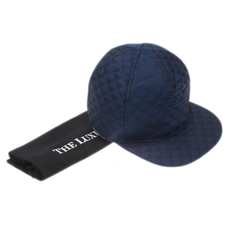 Pre Owned Emporio Armani Blue Monogram Baseball Cap Size M