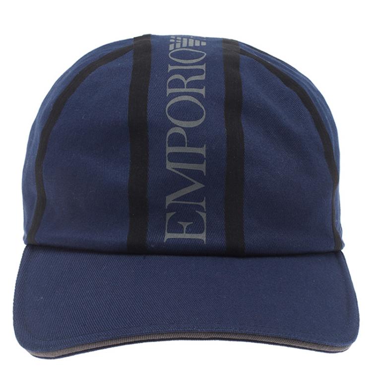 Pre Owned Emporio Armani Blue Logo Baseball Cap Size L/XL