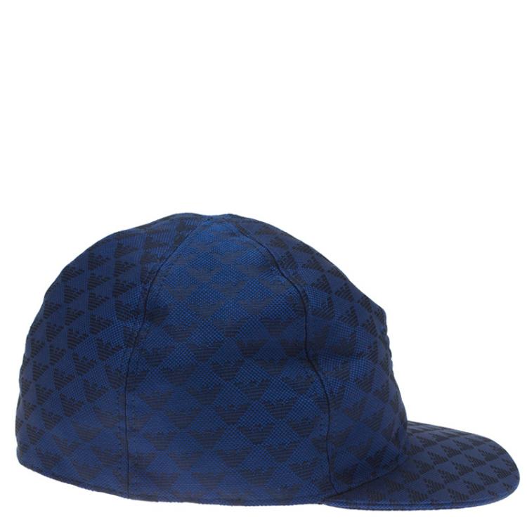 Pre Owned Emporio Armani Blue Monogram Baseball Cap Size L