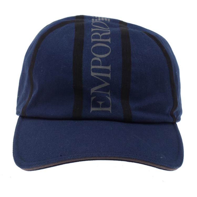 Pre Owned Emporio Armani Navy Blue Logo Baseball Cap Size L/XL