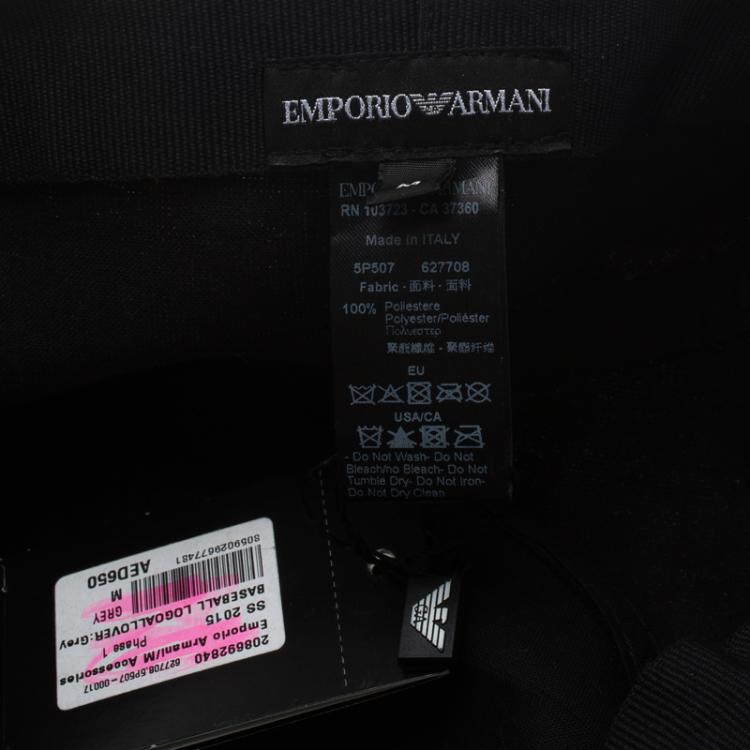 Pre Owned Emporio Armani Grey Monogram Baseball Cap Size M