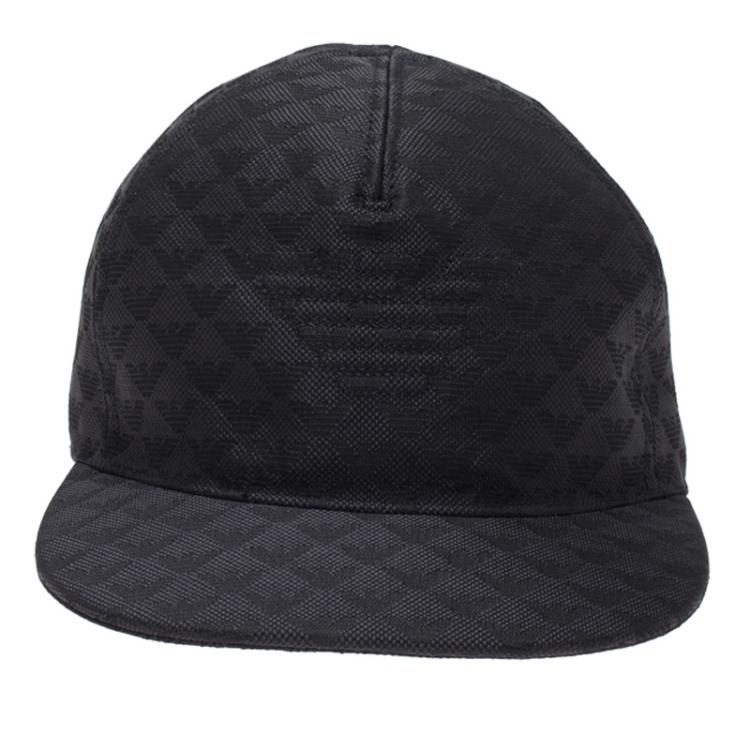 Pre Owned Emporio Armani Graphite Monogram Baseball Cap Size M