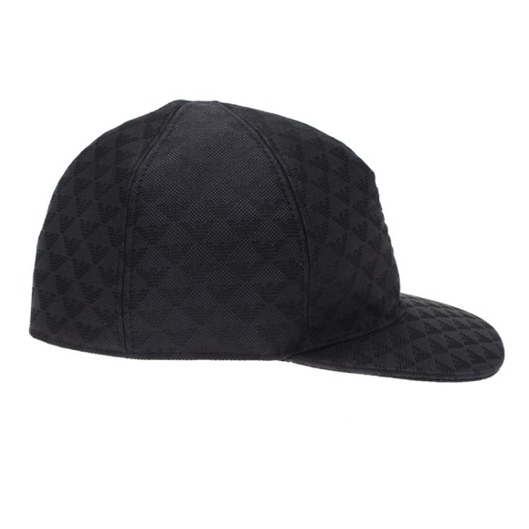 Pre Owned Emporio Armani Graphite Monogram Baseball Cap Size M