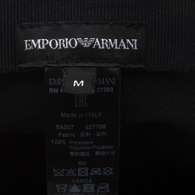 Pre Owned Emporio Armani Graphite Monogram Baseball Cap Size M
