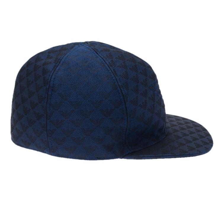 Pre Owned Emporio Armani Blue Monogram Baseball Cap Size M