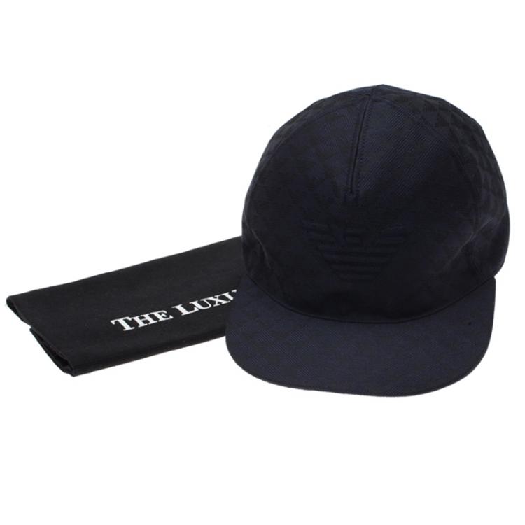 مملوكة مسبقًا Emporio Armani Navy Blue Monogram Baseball Cap Size M