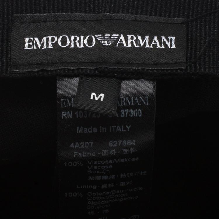 مملوكة مسبقًا Emporio Armani Black Viscose Moire Flat Cap Size M