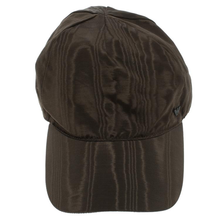 Pre Owned Emporio Armani Brown Moire Baseball Cap M