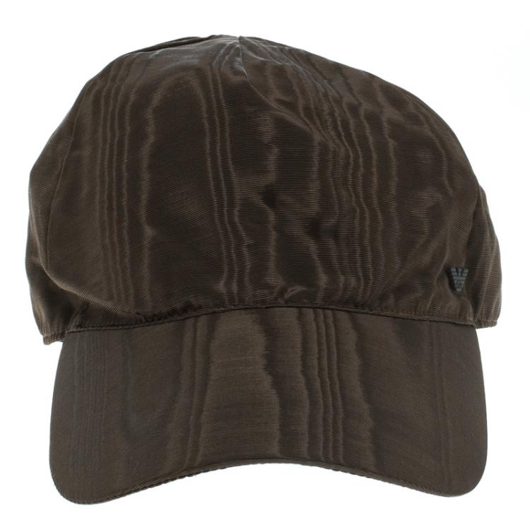 Pre Owned Emporio Armani Brown Moire Baseball Cap M