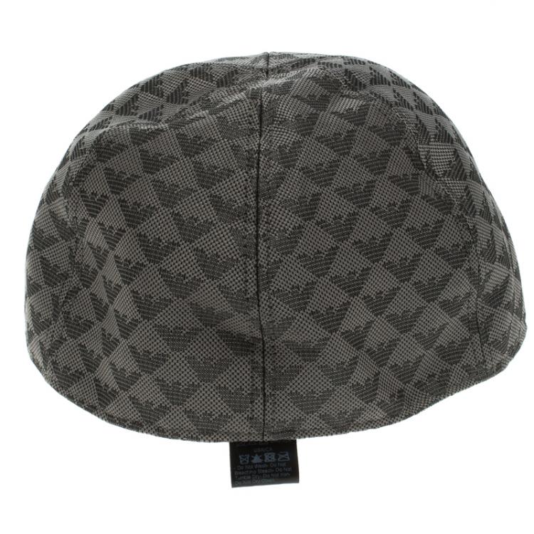 Pre Owned Emporio Armani Grey Monogram Logo Embroidered Baseball Cap L