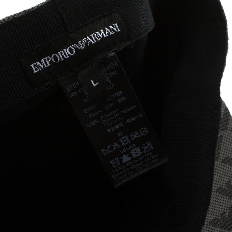 Pre Owned Emporio Armani Grey Monogram Logo Embroidered Baseball Cap L