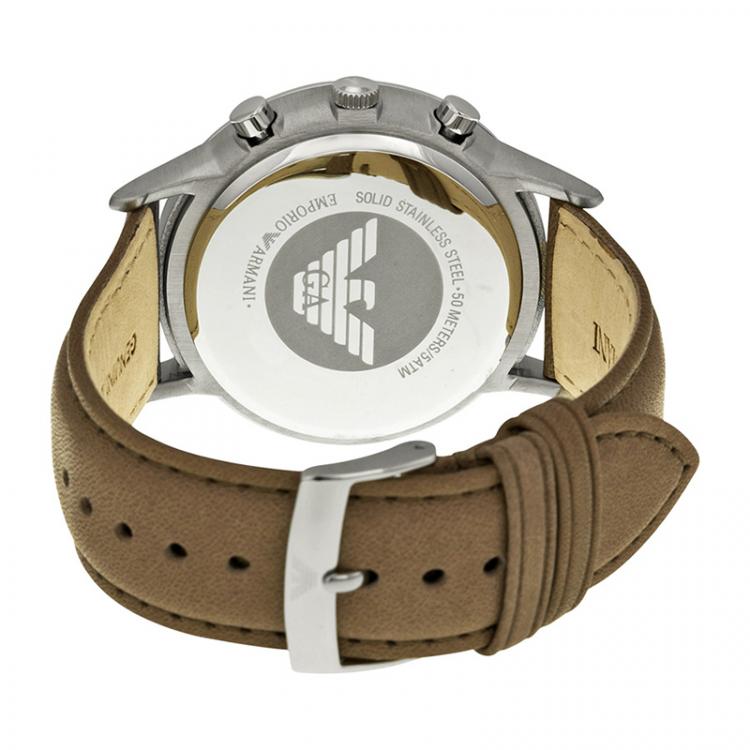 Pre Owned Emporio Armani Silver Stainless Steel AR2471 Men's Wristwatch 43MM