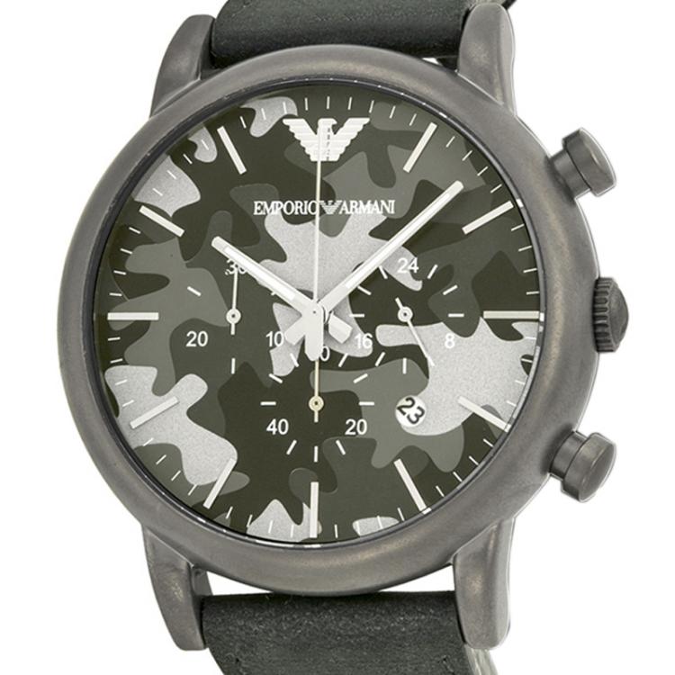 Pre Owned Emporio Armani Grey Stainless Steel AR1816 Men's Wristwatch 46MM
