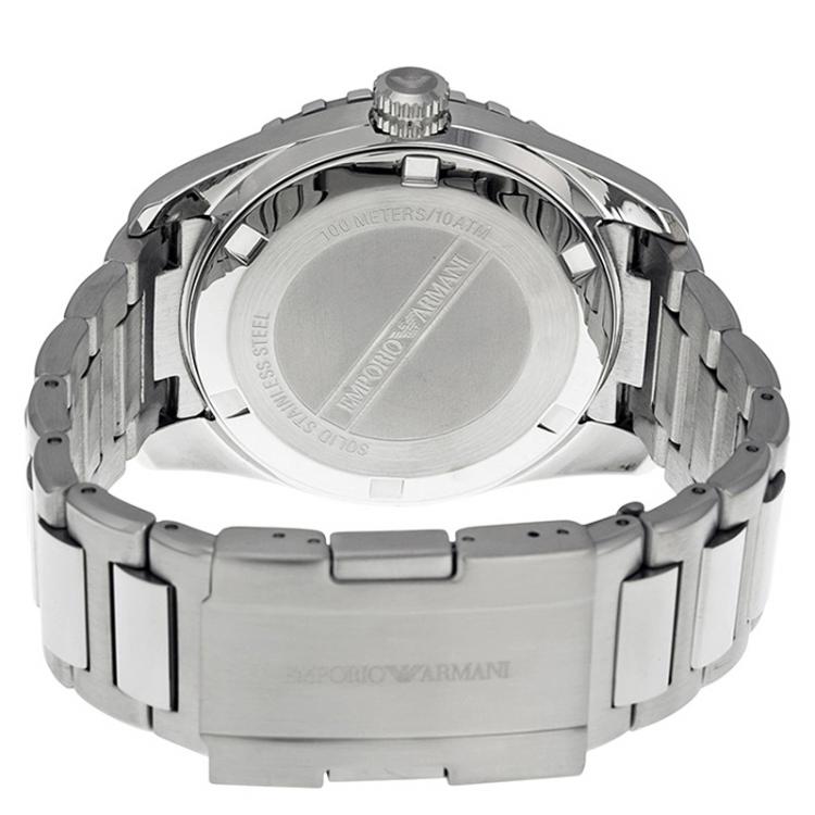 Pre Owned Emporio Armani Black Stainless Steel AR6047 Men's Wristwatch 46MM