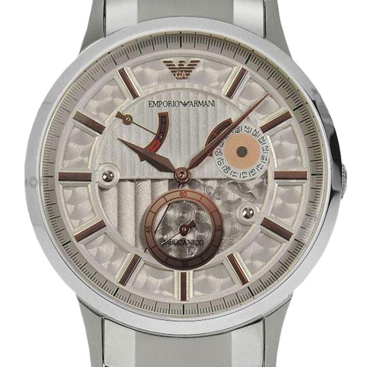 Pre Owned Emporio Armani Silver Stainless Steel AR4668 Men's Wristwatch 40MM